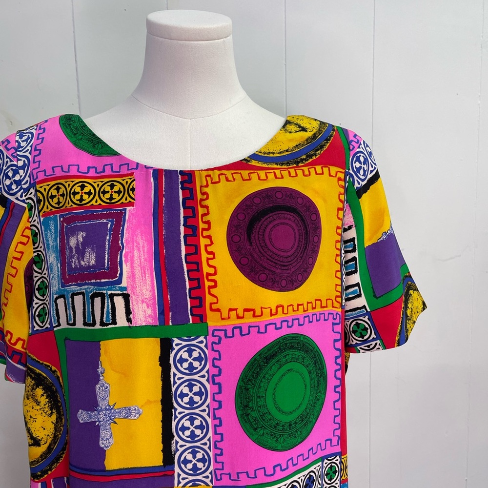 Vintage 1980’s Pop Art Silk Shirt Dress